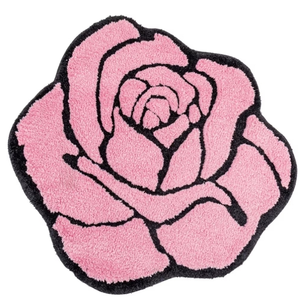 Pink Rose Shaped Bath Mat Bedroom Rug Doormat Flower Shape Floral Romantic Decor